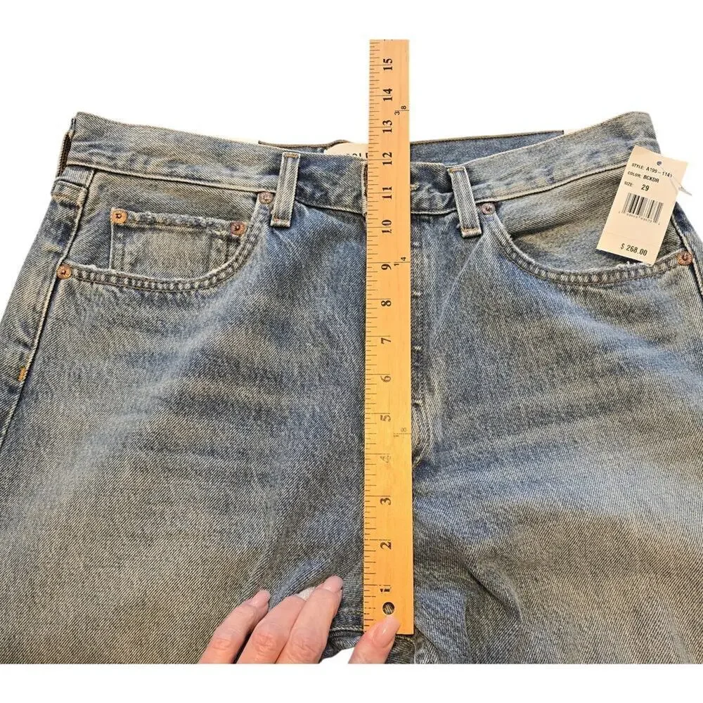 Agolde Kelly Jeans High Rise Relaxed Straight Blue Womens 29 Distressed NWT